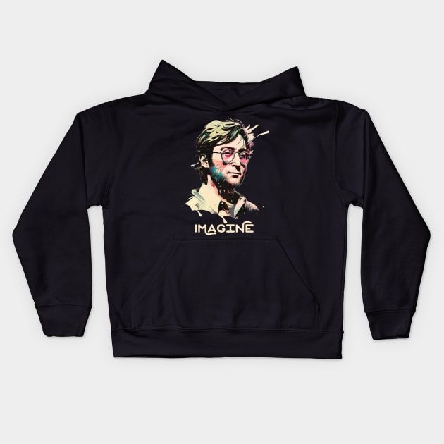 John Lennon - Aesthetic Painting Kids Hoodie by EricaScarletta